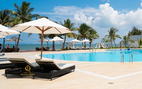 Khu vực bể bơi Resort Palace Resort long hải chọn mẫu ghế nằm hồ bơi QD-1268