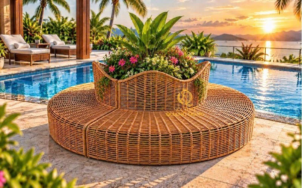 Sofa giả mây QD-609 thiết kế tròn độc đáo