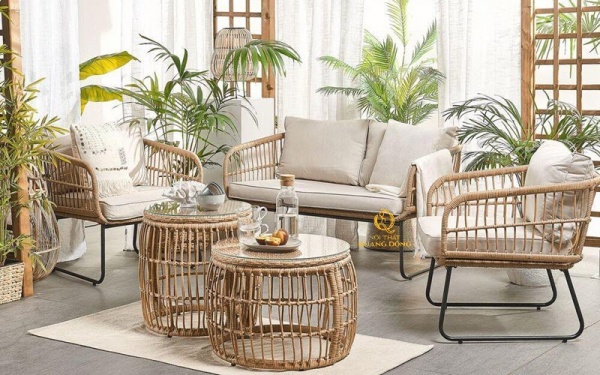 Sofa giả mây QD - 611 giúp không gian phòng khách trở nên hiện đại và sang trọng hơn