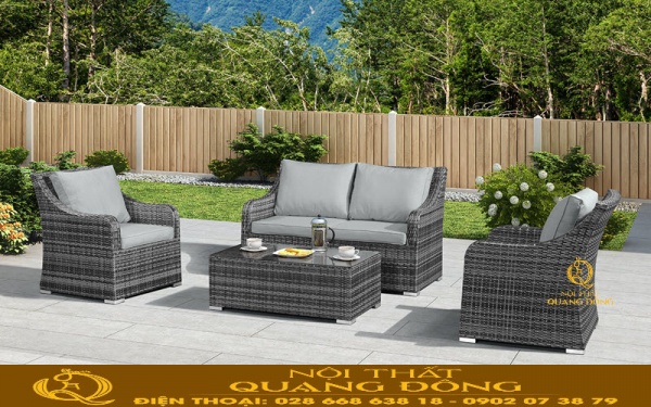 Sofa giả mây QD-625 sử dụng chất liệu vượt trội phù hợp không gian ngoài trời