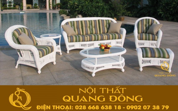 Sofa giả mây QD-637 sử dụng nguyên vật liệu cao cấp phù hợp không gian ngoài trời