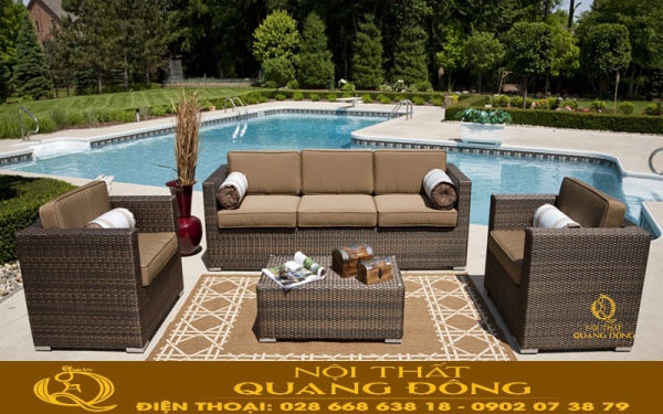 Sofa mây nhựa bền đẹp QD-646 Nội thất Quang Đông