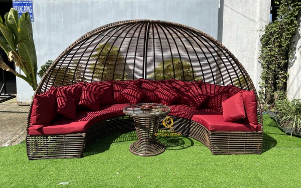 Sofa mây nhựa QD - 655 với thiết kế mái vòm độc đáo