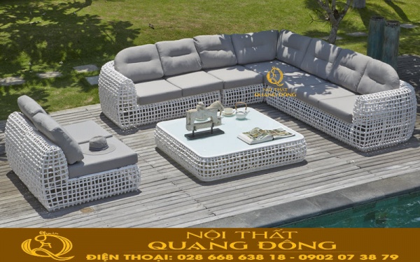 Mẫu sofa góc QD-661 dùng cho ngoại thất sân vườn, khu vực hồ bơi cho cuộc sống thêm tiện nghi
