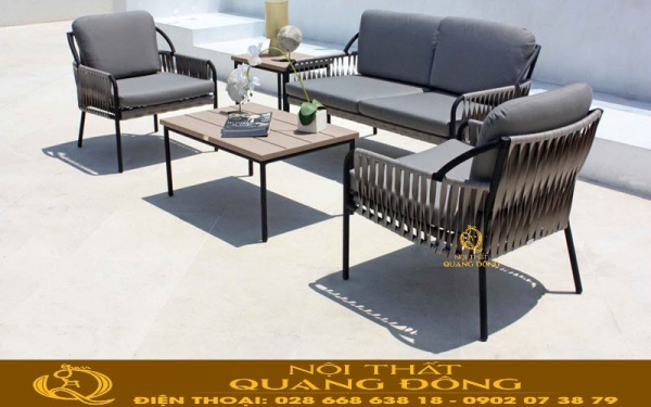 Mẫu sofa gải mây QD-664 chuyên dùng cho ngoại thất thiết kế phong cách hiện đại, thoáng đãng 