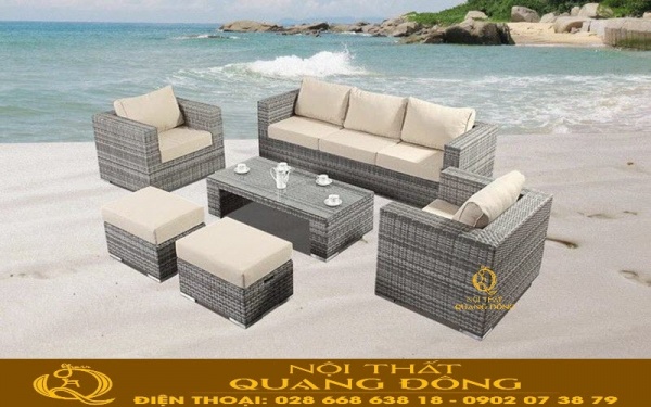 Sofa giả mây QD-669 được làm từ chất liệu cao cấp phù hợp cho cả nội thất và ngoại thất