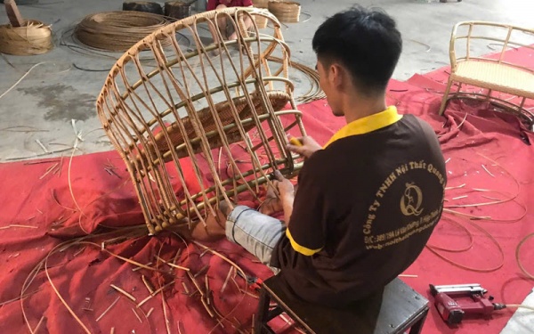 Sofa QD - 684 được đan bằng sợi mây nhựa cao cấp chống nắng mưa