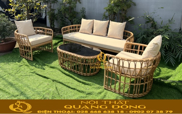 Tông màu sofa mây nhựa QD - 684 tự nhiên mang lại cảm giác nhẹ nhàng