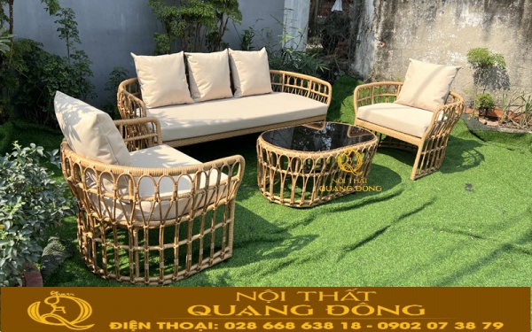 Sofa đan giả mây QD - 684 sân vườn bền đẹp