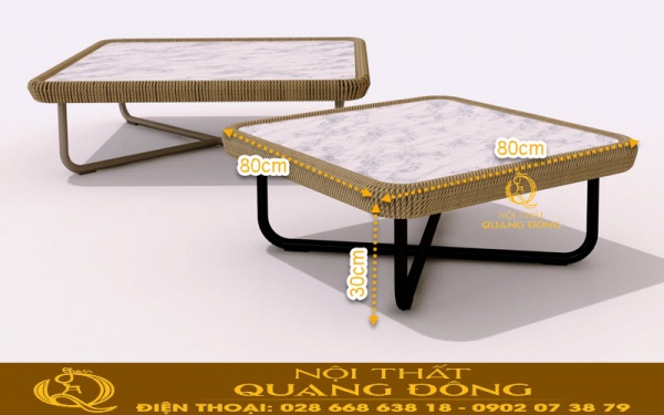 Kích thước bàn của bộ sofa giả mây QD-696