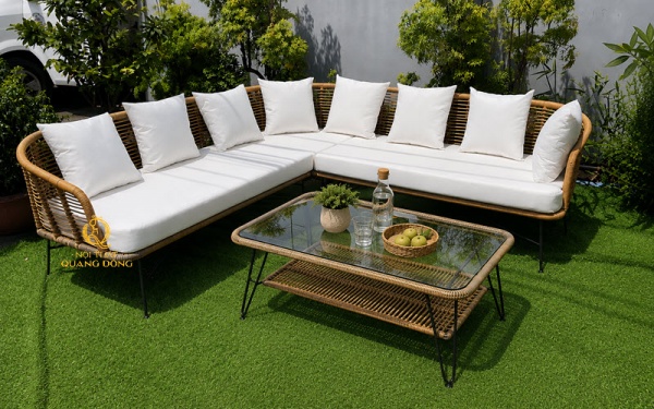 Sofa giả mây QD-705 thiết kế góc chữ L rộng rãi, thanh lịch