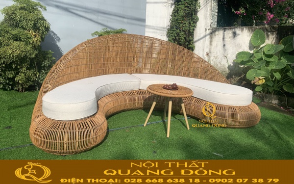Sofa giả mây QD - 712 có kiểu dáng cong bán nguyệt mềm mại