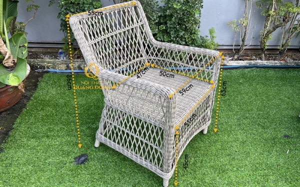 Hình ảnh thể hiện kích thước ghế sofa đơn QD-747
