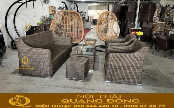 Bộ sofa giả mây QD-748 được sản xuất trực tiếp tại Nội Thất Quang Đông