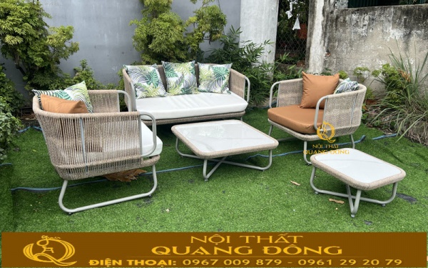 Sofa giả mây QD-759 được đan bằng sợi dây dù 6ly có hoạt chất kháng tia UV