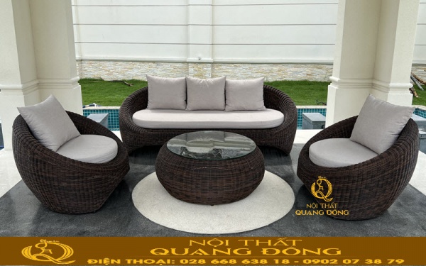 Sofa giả mây QD-743 thiết kế theo hình dáng quả trứng độc đáo