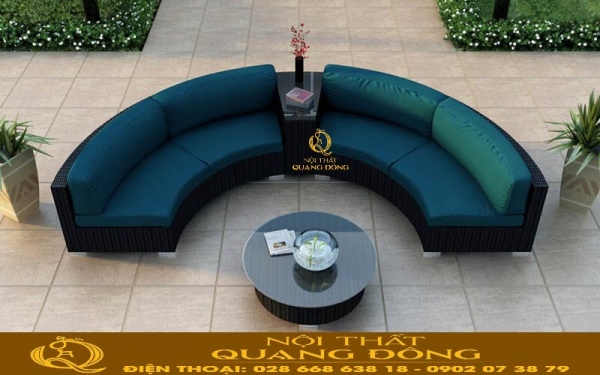 Sofa mây nhựa QD-722 kiểu dáng sofa hình bán nguyệt mềm mại nhẹ nhàng