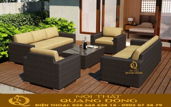 Sofa mây nhựa QD-724 Sofa mây nhựa QD-724 thiết kế rộng rãi gồ 2 ghế đơn và 1 băng dài tôi ưu không gian sử dụng