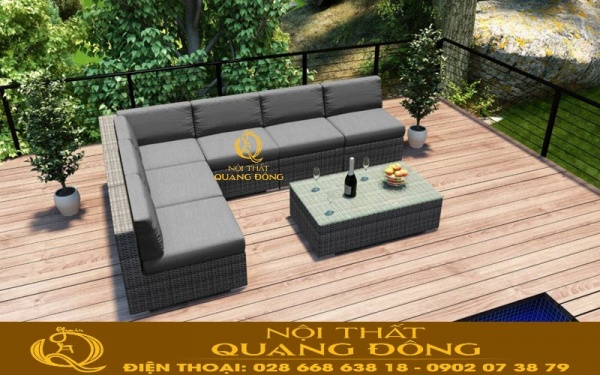 Sofa giả mây QD-728 mẫu sofa góc phù hợp mọi không gian 