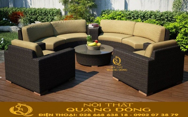 Sofa mây nhựa QD-730 kèm theo nệm vàng, sự kết hợp mới lạ độc đáo hiện đại và sáng tạo