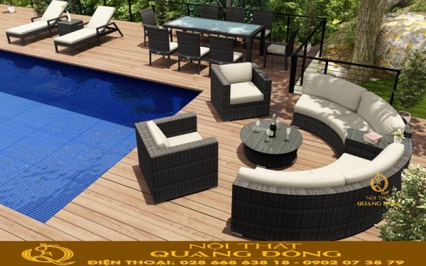 Sofa mây nhựa QD-732 kèm nệm lót màu trắng Sofa mây nhựa QD-732 kèm theo nệm lót màu trắng thể hiện sự tinh khiết phù hợp mọi không gian