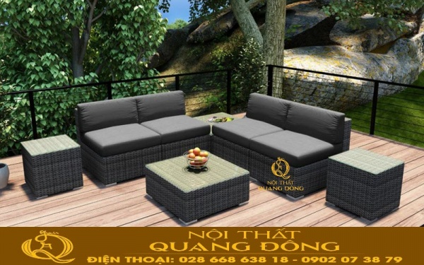 Sofa mây nhựa QD-737 có độ bền tuyệt đối Sofa mây nhựa QD-737 màu xám chu kỳ cho không gian trở nên sang trọng