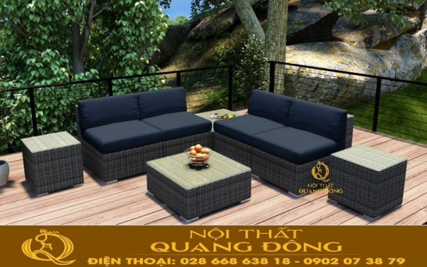 Sofa mây nhựa sẽ êm ái hơn khi dùng nệm lót Sofa mây nhựa sử dụng kèm theo nệm lót giúp người ngồi êm ái và không gian trở nên sang trọng hơn