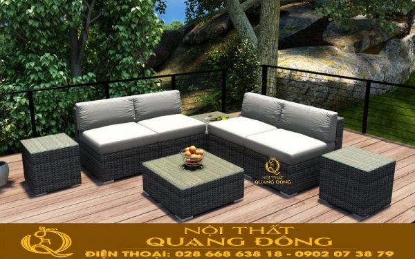 Sofa mây nhựa QD-737 đơn giản từ mây nhựa Sofa mây nhựa được thiết kế khá thông minh, ghép đôi từng băng lại với nhau tạo thành 1 bộ sofa tiện nghi