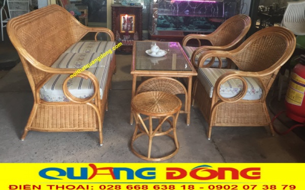 Bộ sofa mây tự nhiên được Nội thất Quang Đông sản xuất theo yêu cầu của khách sạn Hoa Lư tại Thủ Đô Hà Nội