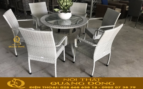 Bộ bàn tròn 6 ghế QD-314 theo phong cách tối giản