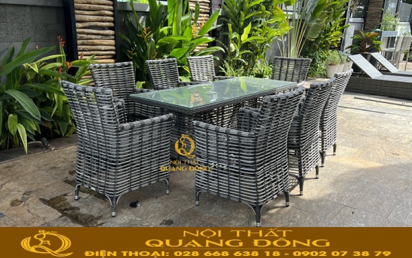 bộ bàn ăn mây nhựa QD-368 cao cấp
