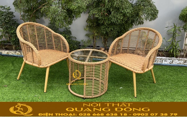 Mẫu bàn ghế ban công QD-2046 gam màu vàng tự nhiên sang trọng