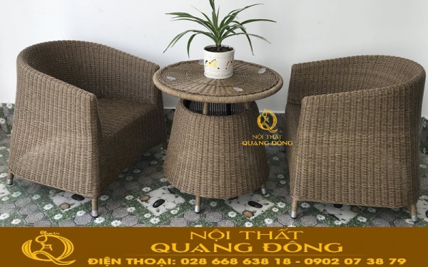 Bàn ghế giả mây QD-269 màu nâu mốc sang trọng cho mọi không gian tạo sự sang trọng cho phòng lạnh
