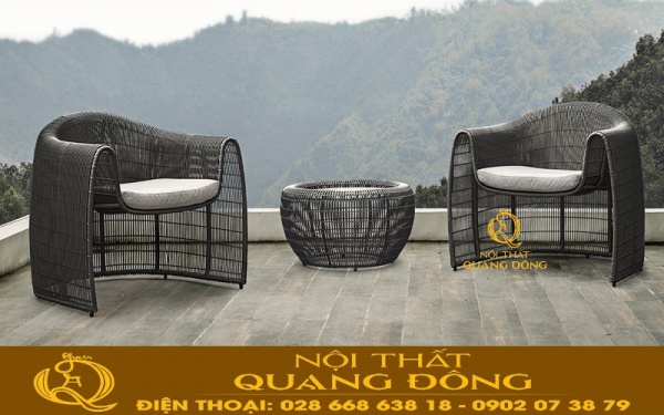 Bộ bàn 2 ghế giả mây QD-275 thiết kế tinh tế mang vẻ đẹp hiện đại mà gần gũi Bàn ghế giả mây QD-275 thiết kế fom rộng lớn bo cong mềm mại