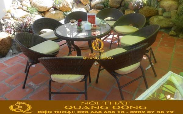 Bộ bàn tròn 8 ghế, sản phẩm nhựa giả mây chất lượng cao từ nhà sản xuất Nội Thất Quang Đông
