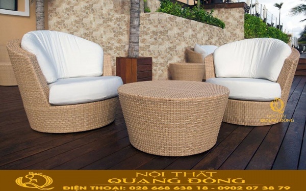 Bàn ghế mây nhựa QD-2019 Nội thất Quang Đông