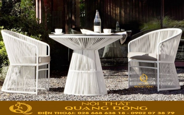 Bàn ghế giả mây QD-2063 thiết kế uyển chuyển duyên dáng đầy nghệ thuật
