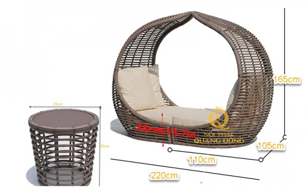 Tham khảo quy cách mẫu ghế giả mây QD-2079