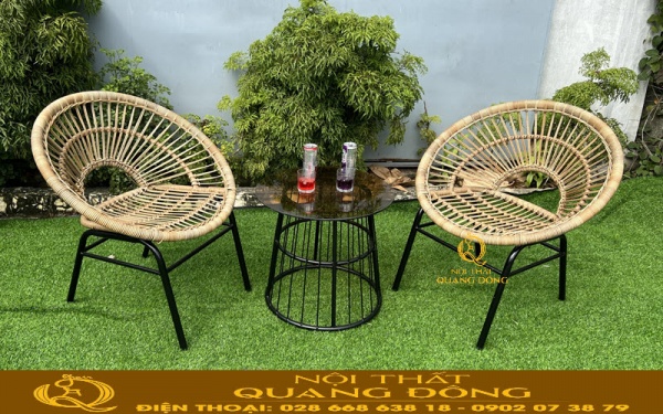 Ghế mây nhựa QD - 2083 được làm từ sợi mây nhựa cao cấp