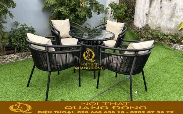 Bàn ghế giả mây QD-2088 có khung thép sơn tĩnh điện chống hàn gỉ
