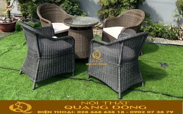 Mẫu bàn ghế sân vườn từ sợi mây nhựa tròn cao cấp mang đến vẻ đẹp hoàn hảo cho không gian