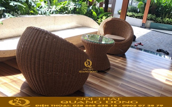 Bàn ghế đan giả mây QD - 2094 sản phẩm của Nội thất Quang Đông
