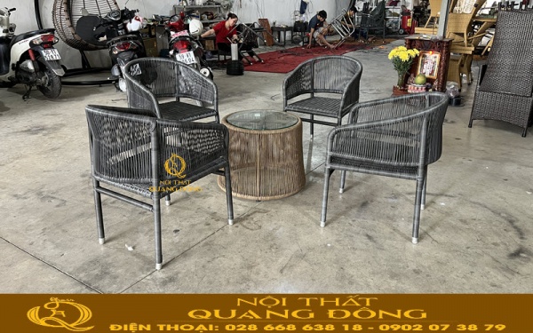 Xưởng Nội thất Quang Đông chuyên cung cấp bàn ghế giả mây theo bản vẽ thiết kế, sản xuất theo yêu cầu