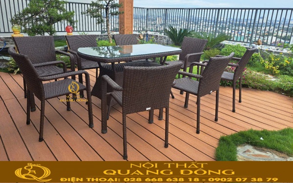 Bàn ghế đan giả mây QD - 2100 mang lại không gian ngồi rộng rãi