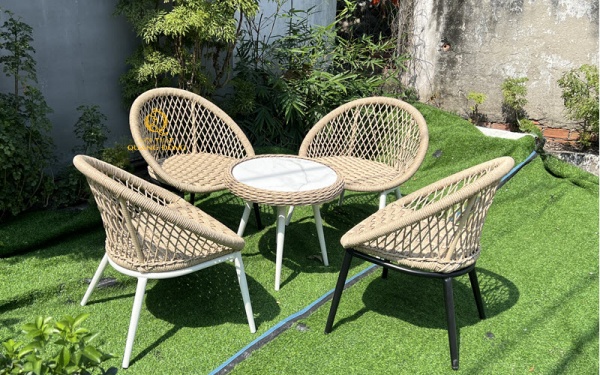 Bàn ghế mây nhựa thiết kế hiện đại và tinh tế bền bỉ với thời tiết