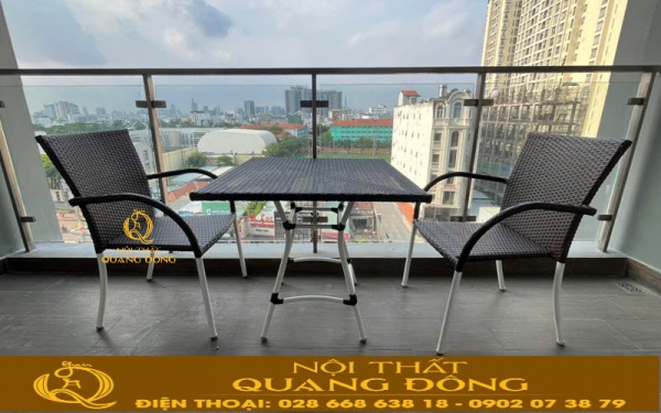 Bàn ghế đan giả mây QD - 2112 sự lựa chọn hoàn hảo cho không gian ban công