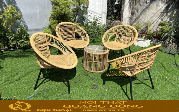 Bàn ghế giả mây QD-2115 phù hợp với nhiều không gian