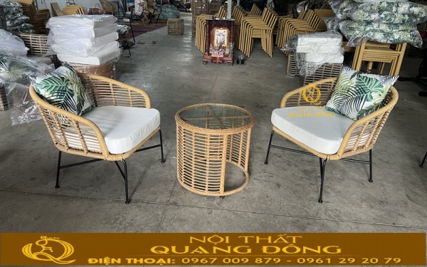 Nội thất Quang Đông trực tiếp sản xuất bàn ghế giả mây QD-2120