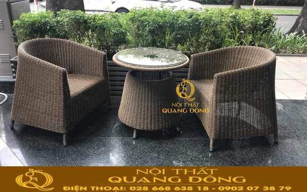 Mẫu bàn ghế ngoài trời cao cấp đan sợi mây nhựa tròn tính thẩm mỹ cao, độ bền vượt trội 