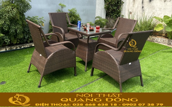 Mẫu bàn ghế giả mây thiết kế đẹp vững chắc, mẫu bàn ghế đáng mua để sử dụng cho không gian quán cafe